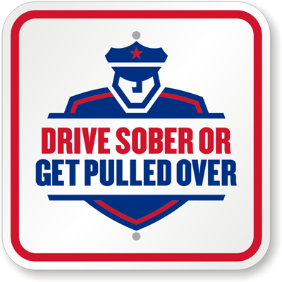 Drive Sober Get Pulled Over Sign - No Drinking & Driving, SKU: K-9099